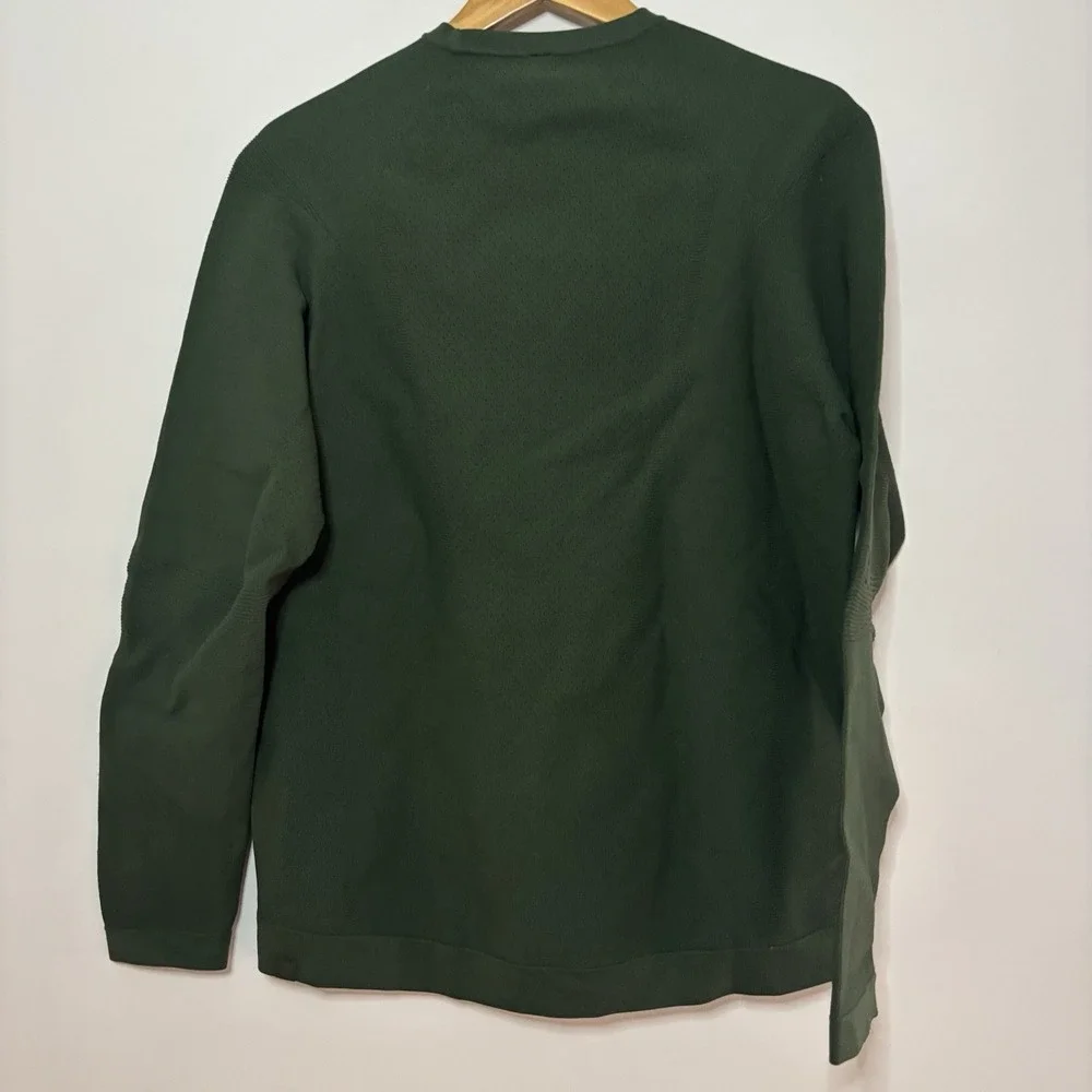 Lululemon All Around Crew Neck Sweater Mens Medium‎ Green Textured Knit Stretch